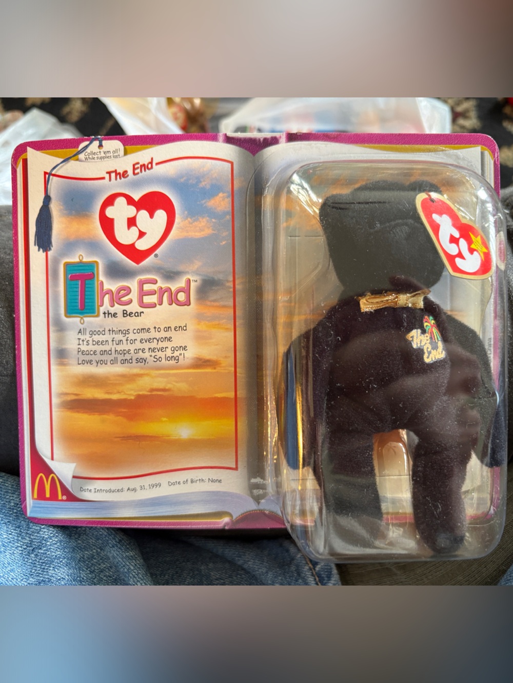 Ty The End Beanie Baby Plush - Black with Gold Tag Accent